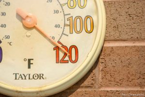 St. George - If it wasn't really that hot, it sure felt like it. The temperature on the outdoor scale breaks 120 degrees at the St. George city swimming pool as the temperature is well into triple digits Friday afternoon.
; 7.06.2007