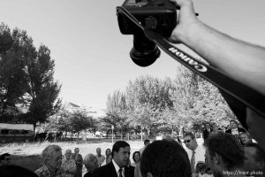 camera held up for hail mary shot. Salt Lake City - New Mexico Governor Bill Richardson attended a dinner held by the Utah Democratic Party Friday night at This Is The Place Heritage Park.
