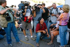 Huntington - Robert Murray, Murray Energy Corporation President and CEO, arrives at a press briefing to a pack of photographers Friday evening at the command post for the Crandall Canyon Mine rescue effort.
