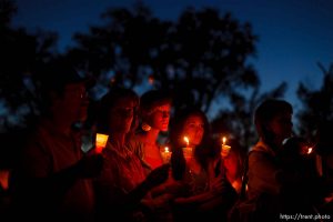 Huntington - Members of the community turned out Friday night for a candlelight vigil for the six trapped miners in the Crandall Canyon Mine.
