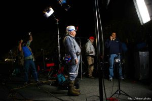 Huntington - Robert Murray, president and CEO of Ohio-based Murray Energy Corp, speaks to reporters at the command post in full miners gear before dawn Saturday morning (4am).
