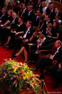 Salt Lake City - Members of the Faust family, including Ruth Faust (right) and her daughter Lisa Smith (seated next to her on her right) wipe away tears as the Mormon Tabernacle Choir sings 