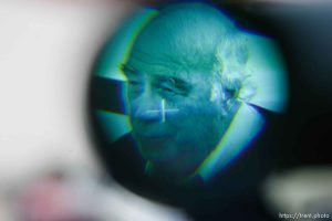 Huntington - Robert Murray, owner of the Crandall Canyon Mine, speaks to reporters at a briefing at the rescue effort command headquarters Wednesday evening. Murray announced plans to start a sixth bore hole to search for the missing six miners, saying 