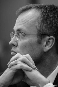 The Warren Jeffs' trial in St. George, Utah. Jeffs, head of the Fundamentalist Church of Jesus Christ of Latter Day Saints, is charged with two counts of rape as an accomplice for allegedly coercing the marriage and rape of a 14-year-old follower to her 19-year-old cousin in 2001. Washington County Attorney Brock Belnap