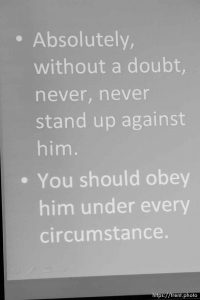 The Warren Jeffs' trial in St. George, Utah. Jeffs, head of the Fundamentalist Church of Jesus Christ of Latter Day Saints, is charged with two counts of rape as an accomplice for allegedly coercing the marriage and rape of a 14-year-old follower to her 19-year-old cousin in 2001.
