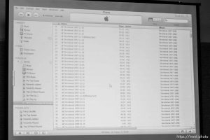 The Warren Jeffs' trial in St. George, Utah. Jeffs, head of the Fundamentalist Church of Jesus Christ of Latter Day Saints, is charged with two counts of rape as an accomplice for allegedly coercing the marriage and rape of a 14-year-old follower to her 19-year-old cousin in 2001. defense witness and FLDS member Jennie Pipkin's ipod