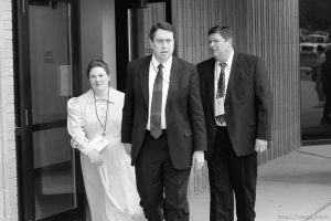 The Warren Jeffs' trial in St. George, Utah. Jeffs, head of the Fundamentalist Church of Jesus Christ of Latter Day Saints, is charged with two counts of rape as an accomplice for allegedly coercing the marriage and rape of a 14-year-old follower to her 19-year-old cousin in 2001.. apparent followers of warren jeffs' flds church