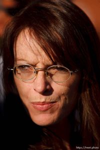 St. George - Anti-polygamy activist Flora Jessop speaks with media outside of the 5th District Courthouse after the sentencing of polygamous sect leader Warren Jeffs. 