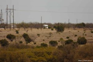 Eldorado - First Baptist Church bus coming out on CR-300 during raid on the FLDS YFZ 