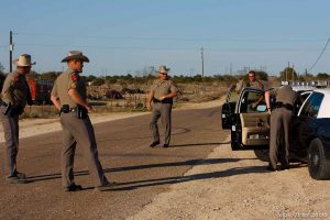 Eldorado - Texas State Troopers at a roadblock on road CR-300, which leads to the FLDS YFZ 