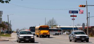 Eldorado - FLDS women and children from the YFZ Ranch are escorted by Texas Child Protective Services on buses, Sunday, April 6, 2008.