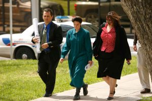 San Angelo -  A hearing at the 51st District Court Wednesday, April 9, 2008, where a judge ruled three members of the FLDS polygamous sect have the legal right to challenge the massive search underway on their property near Eldorado, the YFZ 