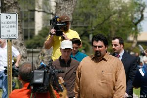 San Angelo -  A hearing at the 51st District Court Wednesday, April 9, 2008, where a judge ruled three members of the FLDS polygamous sect have the legal right to challenge the massive search underway on their property near Eldorado, the YFZ 