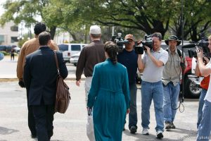 San Angelo -  A hearing at the 51st District Court Wednesday, April 9, 2008, where a judge ruled three members of the FLDS polygamous sect have the legal right to challenge the massive search underway on their property near Eldorado, the YFZ 