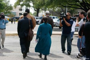 San Angelo -  A hearing at the 51st District Court Wednesday, April 9, 2008, where a judge ruled three members of the FLDS polygamous sect have the legal right to challenge the massive search underway on their property near Eldorado, the YFZ 