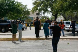 San Angelo -  A hearing at the 51st District Court Wednesday, April 9, 2008, where a judge ruled three members of the FLDS polygamous sect have the legal right to challenge the massive search underway on their property near Eldorado, the YFZ 