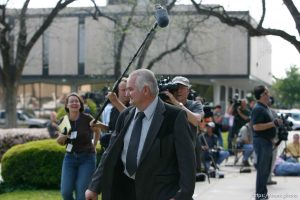 San Angelo -  A hearing at the 51st District Court Wednesday, April 9, 2008, where a judge ruled three members of the FLDS polygamous sect have the legal right to challenge the massive search underway on their property near Eldorado, the YFZ 