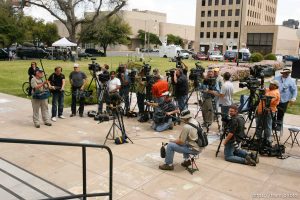 San Angelo -  A hearing at the 51st District Court Wednesday, April 9, 2008, where a judge ruled three members of the FLDS polygamous sect have the legal right to challenge the massive search underway on their property near Eldorado, the YFZ 