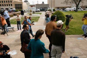 San Angelo -  A hearing at the 51st District Court Wednesday, April 9, 2008, where a judge ruled three members of the FLDS polygamous sect have the legal right to challenge the massive search underway on their property near Eldorado, the YFZ 