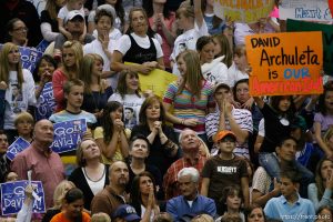 Salt Lake City - David Cook was announced the winner of the seventh season of American Idol is announced live in front of a frenzied crowd of David Archuletta fans Wednesday, May 21, 2008 at EnergySolutions Arena.
; 5.21.2008