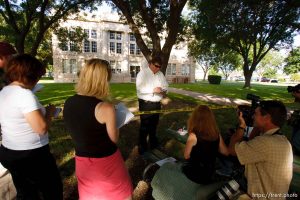 Eldorado - at the Schleicher County Courthouse Tuesday, July 22, 2008, where a grand jury met to hear evidence of possible crimes involving FLDS church members from the YFZ ranch.  willie jessop, Erich Schlegel