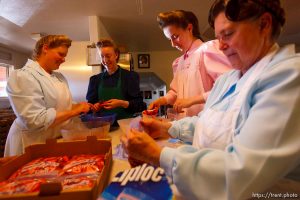 Westcliffe - FLDS women packing strawberries. Monday, July 28, 2008.