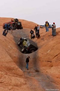 Moab - Jeep on the escalator, Hell's Revenge. Friday April 10, 2009.