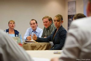 Centennial Park -at a meeting of Voice Box, Tuesday August 11, 2009. Ali Knudson, Joseph Docstader, Levi Zitting, JoAnna Dockstader