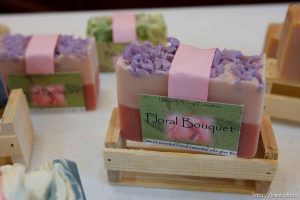 Hildale -, Wednesday August 12, 2009. Dianna Peine and Roxanne Johnson sell their handmade soaps under the label 