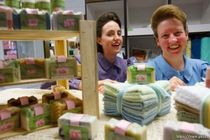Hildale -, Wednesday August 12, 2009. Dianna Peine (left) and Roxanne Johnson sell their handmade soaps under the label 