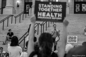 Salt Lake City - Pete Ashdown speaks. MoveOn.Org sponsored a rally at the state capitol calling for health care reform, Wednesday, September 2 2009.