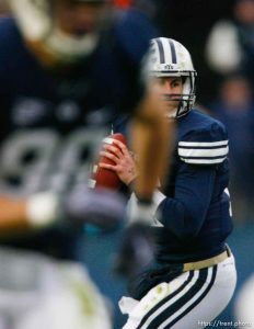 Trent Nelson  |  The Salt Lake Tribune BYU's Max Hall (15). BYU vs. Air Force college football Saturday, November 21 2009.