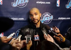 Trent Nelson  |  The Salt Lake Tribune Salt Lake City - Utah Jazz's Carlos Boozer. Members of the Utah Jazz cleaned out their lockers and talked about the season Tuesday, May 11, 2010 at EnergySolutions Arena.
