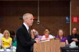 Trent Nelson  |  The Salt Lake Tribune Draper - Utah Assistant Attorney General Tom Brunker makes his closing arguments on the second day of a commutation hearing for death-row inmate Ronnie Lee Gardner Friday, June 11, 2010, at the Utah State Prison.