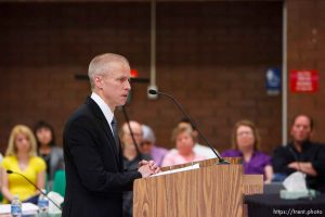 Trent Nelson  |  The Salt Lake Tribune Draper - Utah Assistant Attorney General Tom Brunker makes his closing arguments on the second day of a commutation hearing for death-row inmate Ronnie Lee Gardner Friday, June 11, 2010, at the Utah State Prison.