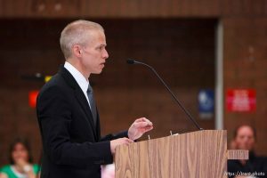Trent Nelson  |  The Salt Lake Tribune Draper - Utah Assistant Attorney General Tom Brunker makes his closing arguments on the second day of a commutation hearing for death-row inmate Ronnie Lee Gardner Friday, June 11, 2010, at the Utah State Prison.
