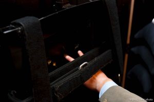 Trent Nelson  |  The Salt Lake Tribune Draper - The execution chamber at the Utah State Prison after Ronnie Lee Gardner was executed by firing squad Friday, June 18, 2010. Four bullet holes are visible in the wood panel behind the chair. Gardner was convicted of aggravated murder, a capital felony, in 1985.
