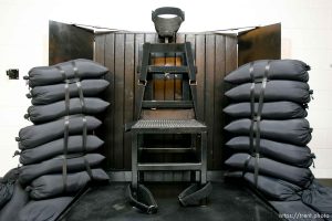 Trent Nelson  |  The Salt Lake Tribune Draper - The execution chamber at the Utah State Prison where Ronnie Lee Gardner was executed by firing squad Friday, June 18, 2010. Gardner was convicted of aggravated murder, a capital felony, in 1985.