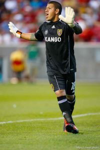 Trent Nelson  |  The Salt Lake Tribune Real goalkeeper Nick Rimando. Real Salt Lake vs. Columbus Crew, MLS soccer at Rio Tintio Stadium in Sandy, Saturday, August 14, 2010.