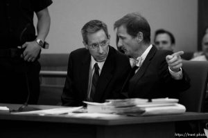 Trent Nelson  |  The Salt Lake Tribune Warren Jeffs, leader of the FLDS Church, appeared before Judge Terry Christiansen in Third District Court  Tuesday, September 7, 2010 in West Jordan, Utah. At right is his attorney Walter Bugden.
