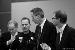 Trent Nelson  |  The Salt Lake Tribune Warren Jeffs, leader of the FLDS Church, appeared before Judge Terry Christiansen in Third District Court  Tuesday, September 7, 2010 in West Jordan, Utah. At right is his attorney Walter Bugden.