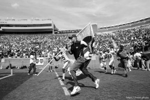 Trent Nelson  |  The Salt Lake Tribune BYU takes the field, BYU coach Bronco Mendenhall , BYU vs. Florida State, college football Saturday, September 18, 2010 at Doak Campbell Stadium in Tallahassee, Florida.
