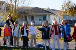 Trent Nelson  |  The Salt Lake Tribune SFC Mike Jones, Utah National Guard, was welcomed home to Eagle Mountain by family, friends and neighbors who lined the streets of Eagle Mountain Friday, November 12, 2010. On his fourth deployment, Jones was injured in Afghanistan in September.