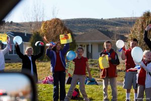 Trent Nelson  |  The Salt Lake Tribune SFC Mike Jones, Utah National Guard, was welcomed home to Eagle Mountain by family, friends and neighbors who lined the streets of Eagle Mountain Friday, November 12, 2010. On his fourth deployment, Jones was injured in Afghanistan in September.