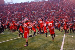 Trent Nelson  |  The Salt Lake Tribune  Fans flood the field after the Utes beat BYU on a blocked field goal attempt at Rice-Eccles Stadium Saturday, November 27, 2010. The final score was Utah 17-BYU 16.