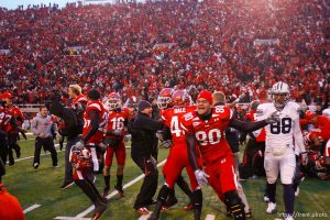 Trent Nelson  |  The Salt Lake Tribune  Fans flood the field after the Utes beat BYU on a blocked field goal attempt at Rice-Eccles Stadium Saturday, November 27, 2010. The final score was Utah 17-BYU 16.