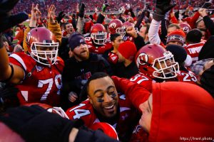 Trent Nelson  |  The Salt Lake Tribune  Fans flood the field after the Utes beat BYU on a blocked field goal attempt at Rice-Eccles Stadium Saturday, November 27, 2010. The final score was Utah 17-BYU 16.