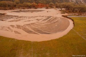 Trent Nelson  |  The Salt Lake Tribune A large field near Gunlock, eroded by the flooding waters of the Santa Clara River  Wednesday, December 22, 2010.