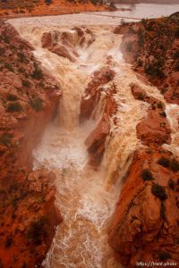 Trent Nelson  |  The Salt Lake Tribune Water churns over the spillway of the Gunlock Reservoir, Wednesday, December 22, 2010.