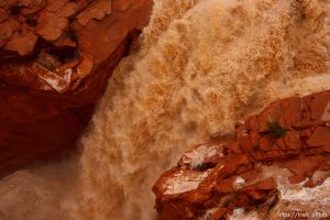 Trent Nelson  |  The Salt Lake Tribune Water churns over the spillway of the Gunlock Reservoir, Wednesday, December 22, 2010.